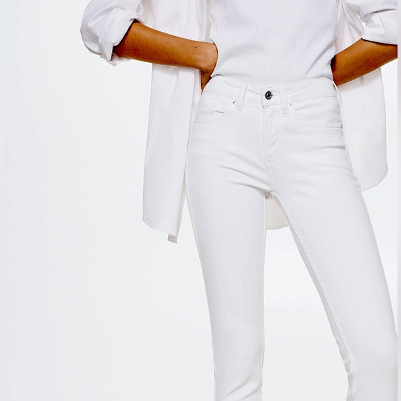 Mango Skinny Jeans in White with Zip Hem - Picture 1 of 5